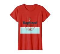 Baptized & Blessed Faith Dove Baptism Celebration Gift T-Shirt, Women, Red, 3XL