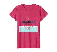Baptized & Blessed Faith Dove Baptism Celebration Gift T-Shirt, Women, Red Heather, S