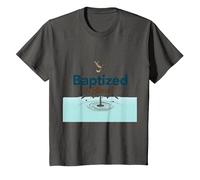 Baptized & Blessed Faith Dove Baptism Celebration Gift T-Shirt, Youth, Asphalt Grey, Medium