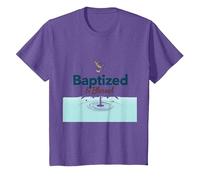 Baptized & Blessed Faith Dove Baptism Celebration Gift T-Shirt, Youth, Purple Heather, Medium