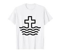 Baptized In Christ, Christian Baptism Cross on Water Symbol T-Shirt