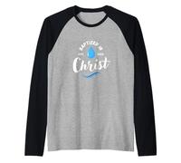 Baptized in Christ Water Baptism 2025 Men Women Raglan Baseball Tee