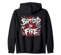 Baptized In Fire Christian Faith Revival Zip Hoodie