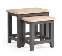 baqia wooden nest of 2 tables in dark grey