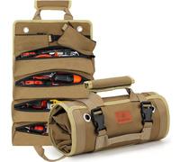 BAQRAXIA Tool Bag, Roll Up Small Tools Box Storage, Heavy Duty Tool Organizer with 2 Detachable Tool Pouch, Tool Gifts for Men Dad Husband Boyfriend Grandpa, Presents for Christmas Birthday (Khaki)