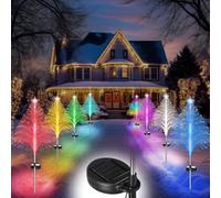 Baquler 12 Pack Solar Christmas Tree Lights Waterproof Outdoor Pathyway Stake Light 7 Lighting Modes Fireworks Christmas Stake Light Decoration for Holiday Yard Walkway Garden Path Decor