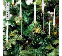 Baquler 12 Pcs Halloween Flameless Candles with Bat Ball Hook LED Hanging Taper Flickering Candles Battery Operated Lights with Remote for Christmas Tree Winter Theme Party Party Supplies