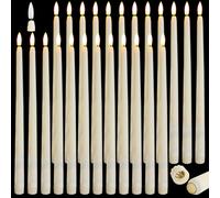 Baquler 24 Pcs Flameless Taper Candles Battery Operated Bulk 12.4 Ivory LED Taper Candles Flickering LED Candlesticks for Wedding Advent Halloween Christmas Party Decor