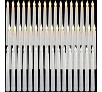 Baquler 50 Pcs 8.5 Inch Christmas Flameless Taper Candles Bulk LED Battery Operated Taper Candles Flickering Candlesticks for Christmas Halloween Hanukkah Wedding Valentine's Day Table Decoration