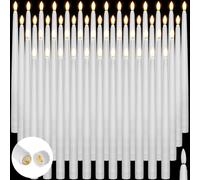 Baquler 50 Pcs Flameless Taper LED Candles, White, 12.4 Inch, Bulk Pack