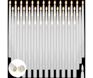 Baquler 50 Pcs Flameless Taper LED Candles, White, 12.4 Inch, Bulk Pack