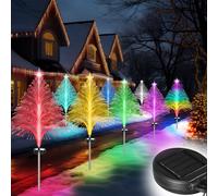 Baquler 8 Pcs Solar Christmas Trees Lights Outdoor Decorations 7 Color Changing Star Tree Solar Lights for Outside Waterproof Solar Flower Lights for Yard Patio Pathway Lawn Xmas Party Decor Gifts