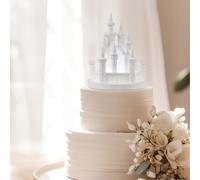 Baquler Castle Cake Topper Figurine Wedding Birthday Castle Night Light Topper USB Rechargeable Princess Night Light Cake Topper for Wedding Birthday Party Cake Decor (White)