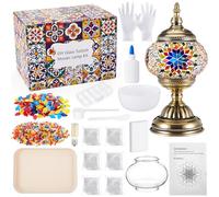 Baquler Turkish Mosaic Lamp Kit DIY Stained Glass Decorative Table Bedside Night Light Tabletop Bohemian Morrocan Lamp Crfat Kit for Living Room Decorations, Make Your Own(Multicolor)
