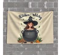 Bar Accessories for Man Cave Kitchen Witchy: Spells and Spices in A Cauldron Tapestry Door Decorations for Bedroom Aesthetic Room Decor(75X100CM)