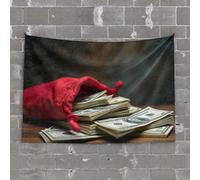 Bar Accessories Man Cave A Red Bag Spilling Out Stacks of Money Tapestry Tapestry for Men Aesthetic Stuff(75X100CM)