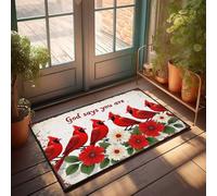 Bar Accessories Man Cave God Says You Are: A Vibrant Gathering Of Red Cardinals Amidst Blo Doormat Room Stuff Fall Decor Outdoor(50X80CM)
