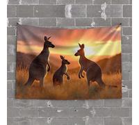 Bar Accessories Man Cave Kangaroos Standing in A Field at Sunset Tapestry Tapestry for Men Aesthetic Stuff(75X100CM)