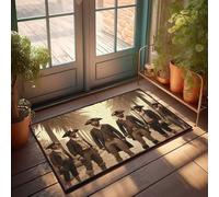 Bar Accessories Man Cave Six Dapper Gentlemen In Historical Attire Standing Amidst Palm Tr Doormat Room Stuff Fall Decor Outdoor(50X80CM)