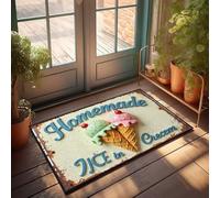 Bar Accessories Man Cave Vintage Homemade Ice Cream Sign With Cones And Cherries Doormat Room Stuff Fall Decor Outdoor(40X60CM)