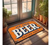 Bar Accessories Man Cave Vintage Sign: Ice Cold Beer Served Here Doormat Room Stuff Fall Decor Outdoor(40X60CM)