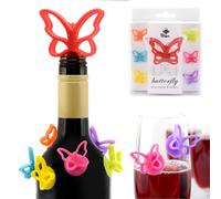 Bar Amigos Butterfly Wine Champagne Bottle Stopper & Glass Markers Set