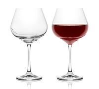 Bar Amigos Pack of 2 TURBULENCE Deluxe Bohemian Crystal Wine Glasses Decanting Special Unique Wave Shaped Design For Better Aeration 570ML / 20 ounce Burgundy