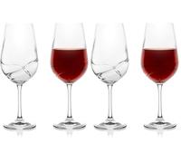 Bar Amigos Pack of 4 Turbulence Deluxe Bohemian Crystal Wine Glasses Decanting Special Unique Wave Shaped Design for Better Aeration 550ML / 19.3 Ounce Bordeaux