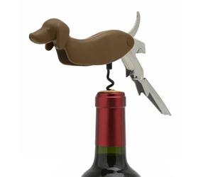 Bar Amigos Sausage Dog Bottle Opener Waiters Corkscrew Bartender Professional Tool Beer Red White Wine Bottles Stainless Steel Silicone Handle Novelty Dachshund Weiner Themed Design 1pc