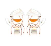 Bar Amigos Set of 2 Brandy & Cognac Snifter Warmer Glass Cooper Stand Gift Set with Tea Light Candle & Copper Holder - Premium Drinking Set