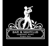 bar and Night Club Logo with Man Holding a Microphone Wall Decals PVC 67.2x78.1cm Tattoo Culture White