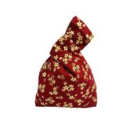 BAR AUTOTECH Stylish Cotton Japanese Pattern Wrist Bag Sleeve Knot Pouch Portable Canvas Tote Purse for Female, Women, Red Flower, Cotton, Japanese