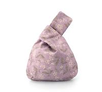 BAR AUTOTECH Stylish Cotton Japanese Pattern Wrist Bag Sleeve Knot Pouch Portable Canvas Tote Purse for Female, Women, Lilac Whisper, Canvas