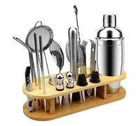 Bar Bartender Tool Kit Measures 18 PCS Cocktail Shaker Set with Stand Stainless Steel Bar Tool for Home Cocktail Muddler(550ml)