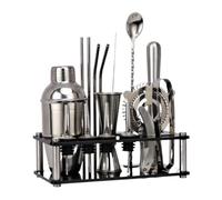 Bar Bartender Tool Kit Measures 18-Piece Bar Cocktail Shaker Set Stainless Steel Acrylic Storage Drink Home Tools Cocktail Muddler(350ml)