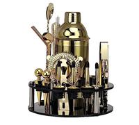 Bar Bartender Tool Kit Measures 20-Piece Stainless Steel Cocktail Shaker Bar Tools with Rotating Display Stand Bartending Kit Cocktail Muddler(Gold)