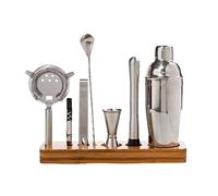 Bar Bartender Tool Kit Measures 7 Piece Cocktail Making Set with Bamboo Stand Stainless Steel Shaker for Bar Cocktail Muddler(550ml)