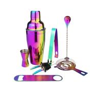 Bar Bartender Tool Kit Measures Stainless Steel Cocktail Shaker Set 8Pcs Colorful Bartender Kit Whisk Bar Tools Wine Shakers Cocktail Muddler(A)