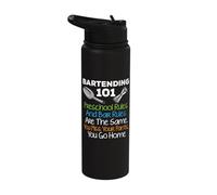 Bar Bartending 101 Preschool Rules Bar Rules Quote Bartender Stainless Steel Insulated Water Bottle