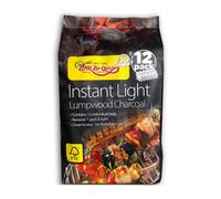Bar-Be-Quick Instant Light Lumpwood Charcoal 12 Pack - Wax Dipped Bbq Charcoal Bags, Easy Lighting, No Firelighters Needed