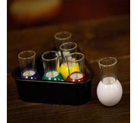 Final Touch Set of 6 Pool Shots - Novelty Shot Glasses & Tray Drinking Gift Set FTA1836