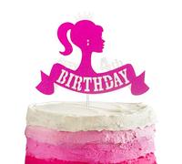 Bar-bie Girl Cake Topper 4th for Girls,Kids Birthday Cake Decorations,Girls Cartoon Theme Cake Cupcake Topper Bar-bie Happy 4th Birthday Cake Toppers for Kids,Girl,Barbie 4th Party Cake Decor