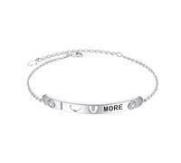 Bar Bracelets with Message I Love You More for Women Girls Teens Real 925 Sterling Silver Cuff Bangle Bracelet Friendship Jewelry Adjustable