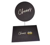 Bar Buddy Rubber Bar Mat Runner | 45cm x 30cm x 1cm | Premium Counter Top Spill Mat for Glassware | Home Bar Man Cave | Non-Slip black PVC | Beer and Cocktail drinks | Cheers
