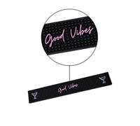 Bar Buddy Rubber Bar Mat Runner | 60cm x 10cm x 1cm | Premium Counter Top Spill Mat for Glassware | Home Bar Man Cave | Non-Slip black PVC | Beer and Cocktail drinks | Good Vibes