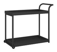 vidaXL Bar Cart Blac Poly Rattan Patio Storage Serving Trolley Kitchen Cart
