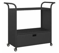 Bar Cart with Drawer Poly Rattan Serving Trolley Kitchen Multi Colours vidaXL