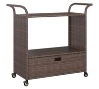 Bar Cart with Drawer Poly Rattan Serving Trolley Kitchen Multi Colours vidaXL