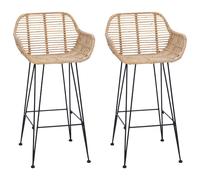 vidaXL Bar Chair 2 pcs 55 x 52 x 105 cm Rattan and Iron