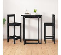 Bar chair 2pc Black solid pinewood 40x41.5x112 cm breakfast stool kitchen